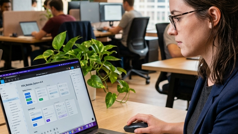 Development team working on components