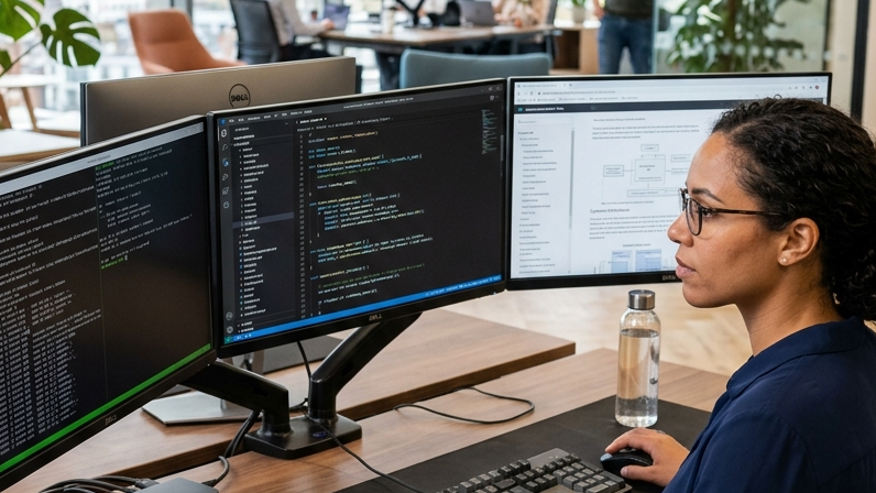 Developer working on systems code