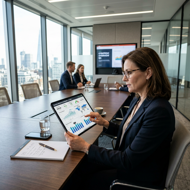 Executive reviewing dashboard metrics